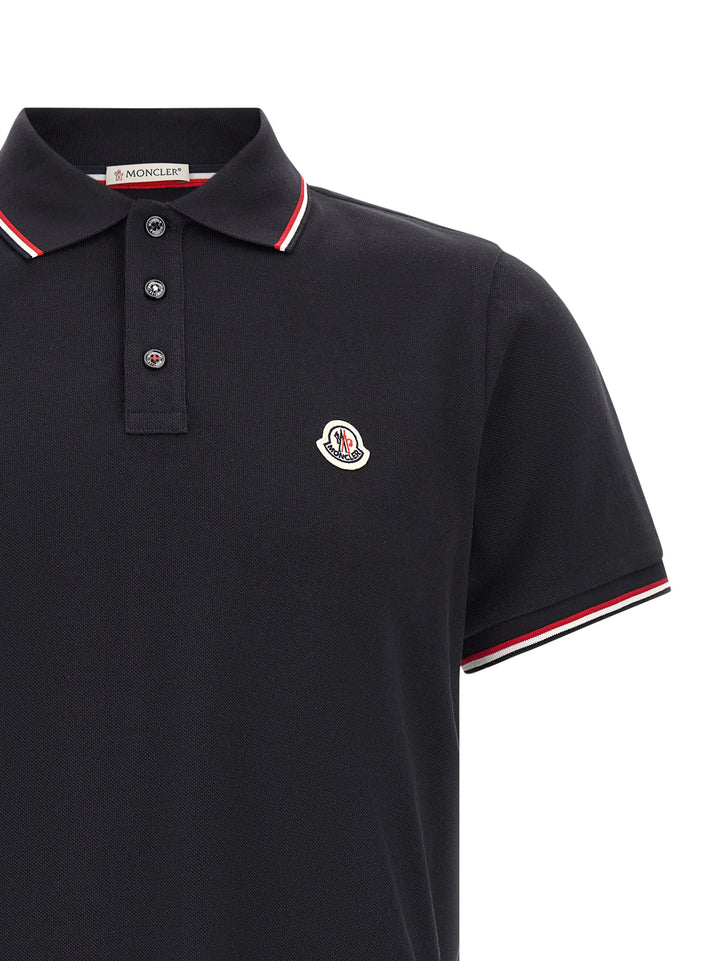 Moncler Tricolor Trim  Shirt Polo - Blu | 20798aeb5b372ac74c57a717d6416821029512a2