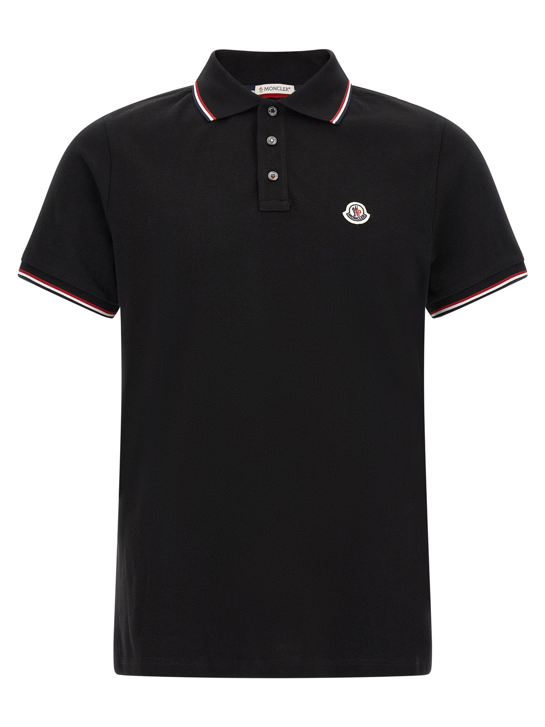 Moncler Tricolor Trim  Shirt Polo - Nero | fc91d573d2f8d62a7512d3688830463d8b7914f7