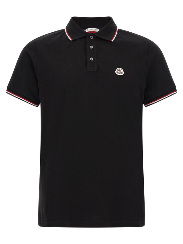 Tricolor Trim Shirt Polo Nero