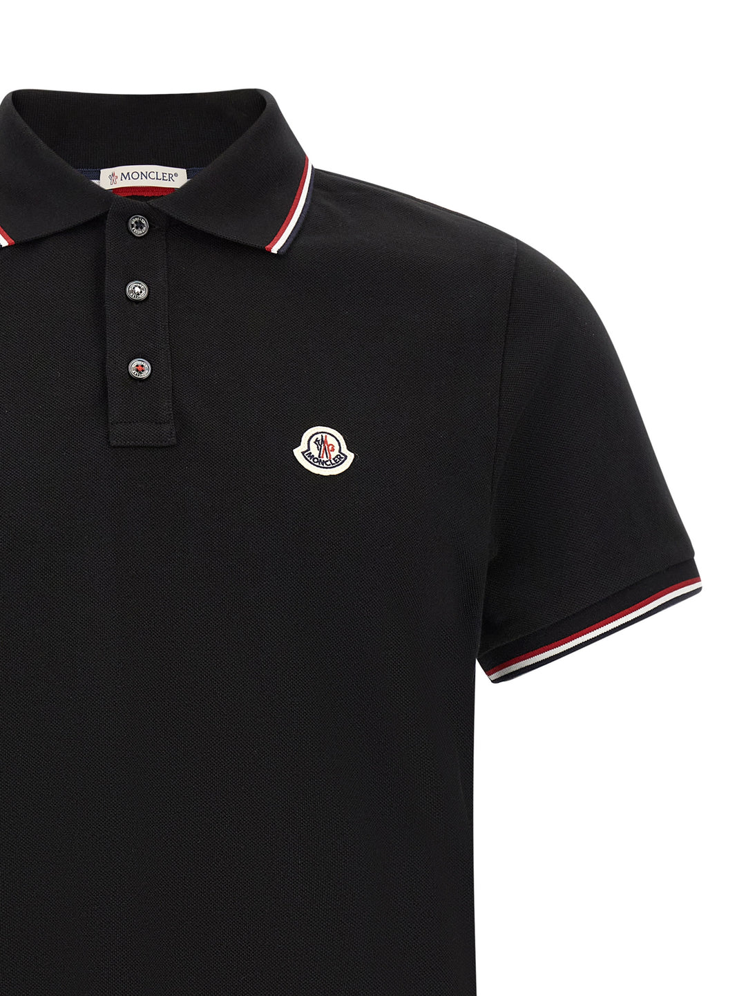 Moncler Tricolor Trim  Shirt Polo - Nero | bc9b869eda62c03bafeacddf09b59345027c45da