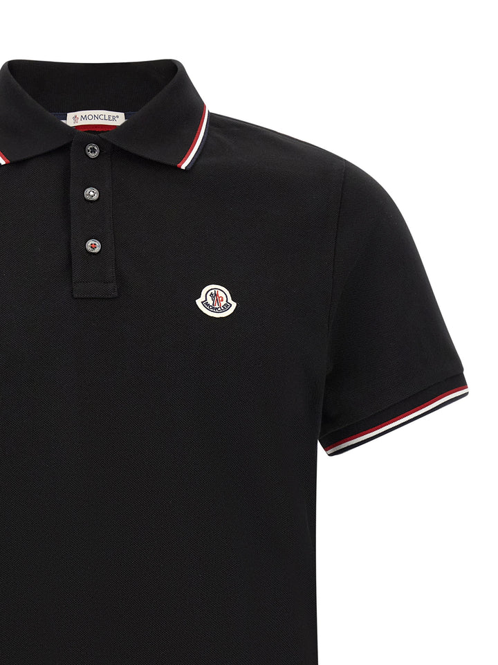 Moncler Tricolor Trim  Shirt Polo - Nero | bc9b869eda62c03bafeacddf09b59345027c45da