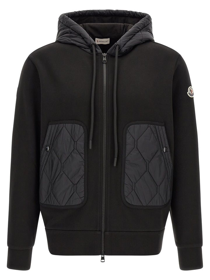 Moncler Hybrid Hoodie Maglioni - Nero | 81ea655090427335acca7024d63f040b2e458e74