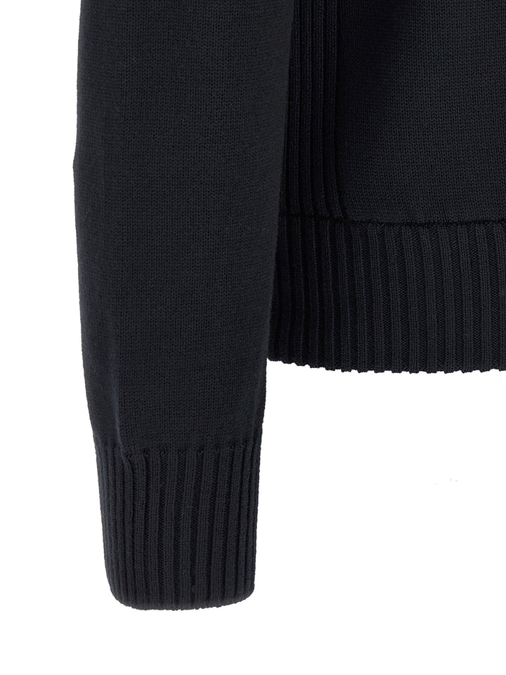 Moncler Two-Material Cardigan Maglioni - Blu | 6c33237286d66f4300469c1d54dc20f26aac4064