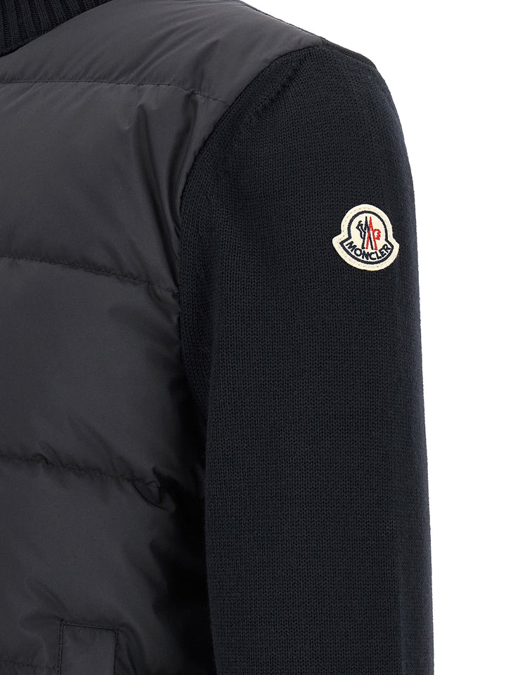 Moncler Two-Material Cardigan Maglioni - Blu | a22624771d8ce4b7ca08d7cb0b46cb6e187d1933