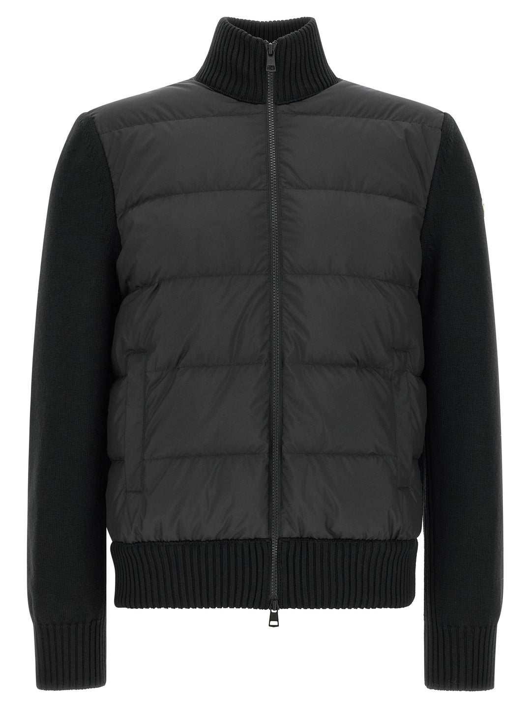 Moncler Two-Material Cardigan Maglioni - Nero | 0006c61141894cce7d3a0ceb6cb46ff6ae17175d