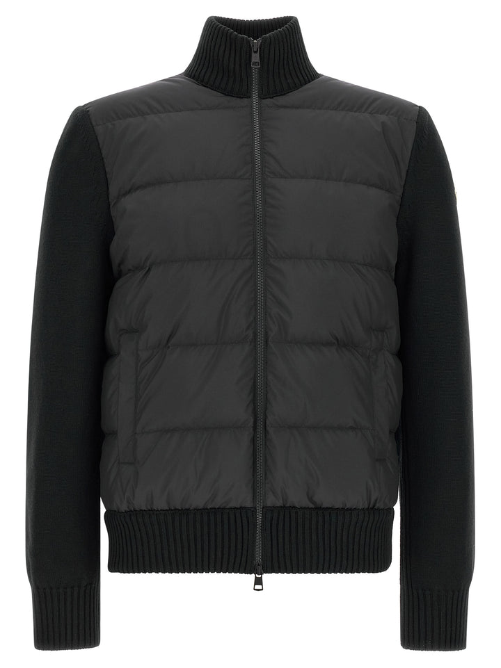 Moncler Two-Material Cardigan Maglioni - Nero | 0006c61141894cce7d3a0ceb6cb46ff6ae17175d