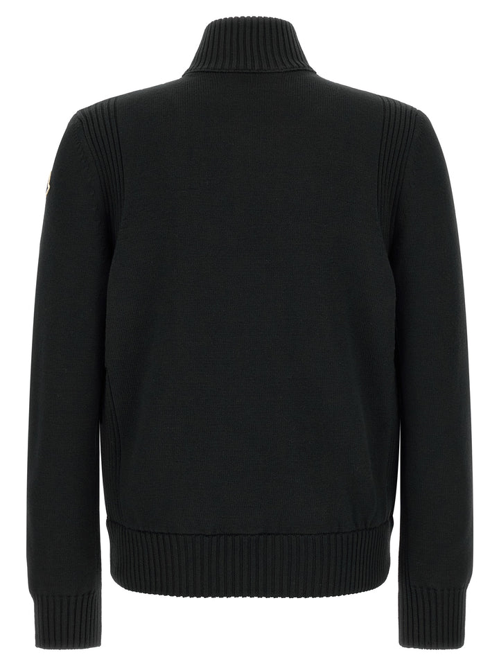Moncler Two-Material Cardigan Maglioni - Nero | 5698c6234c21ecdd6c0ca33039eb643d11313271