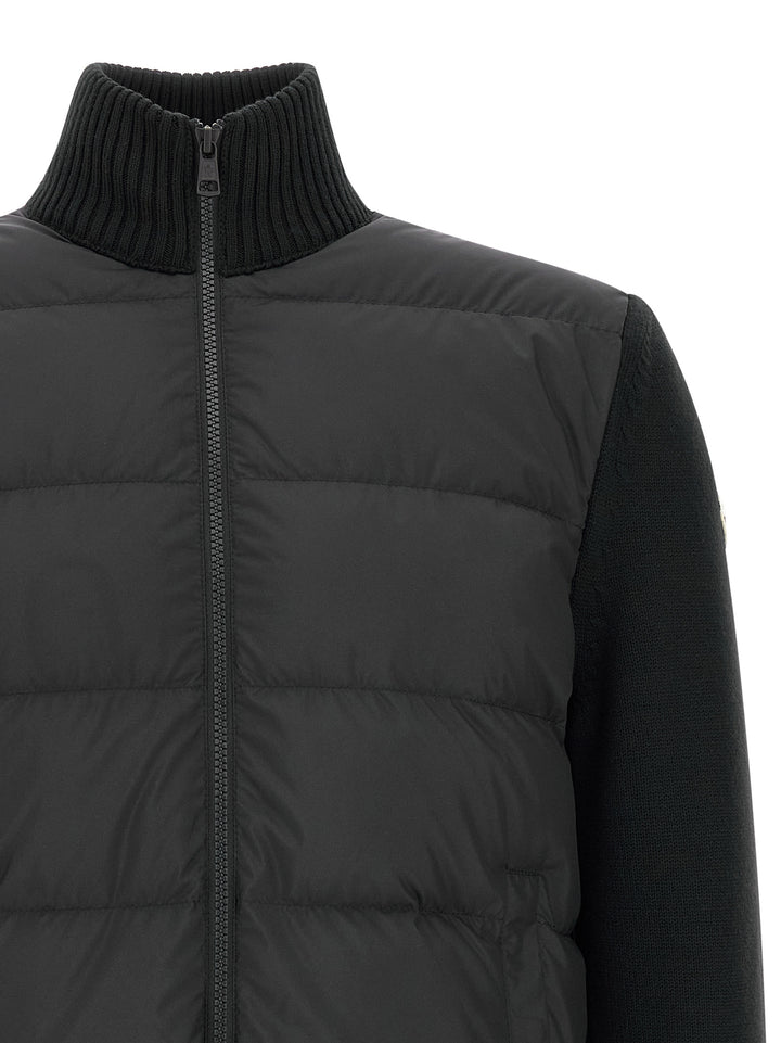 Moncler Two-Material Cardigan Maglioni - Nero | f6b641063e6f4f6045a2f7a68b47c4822b2f2833