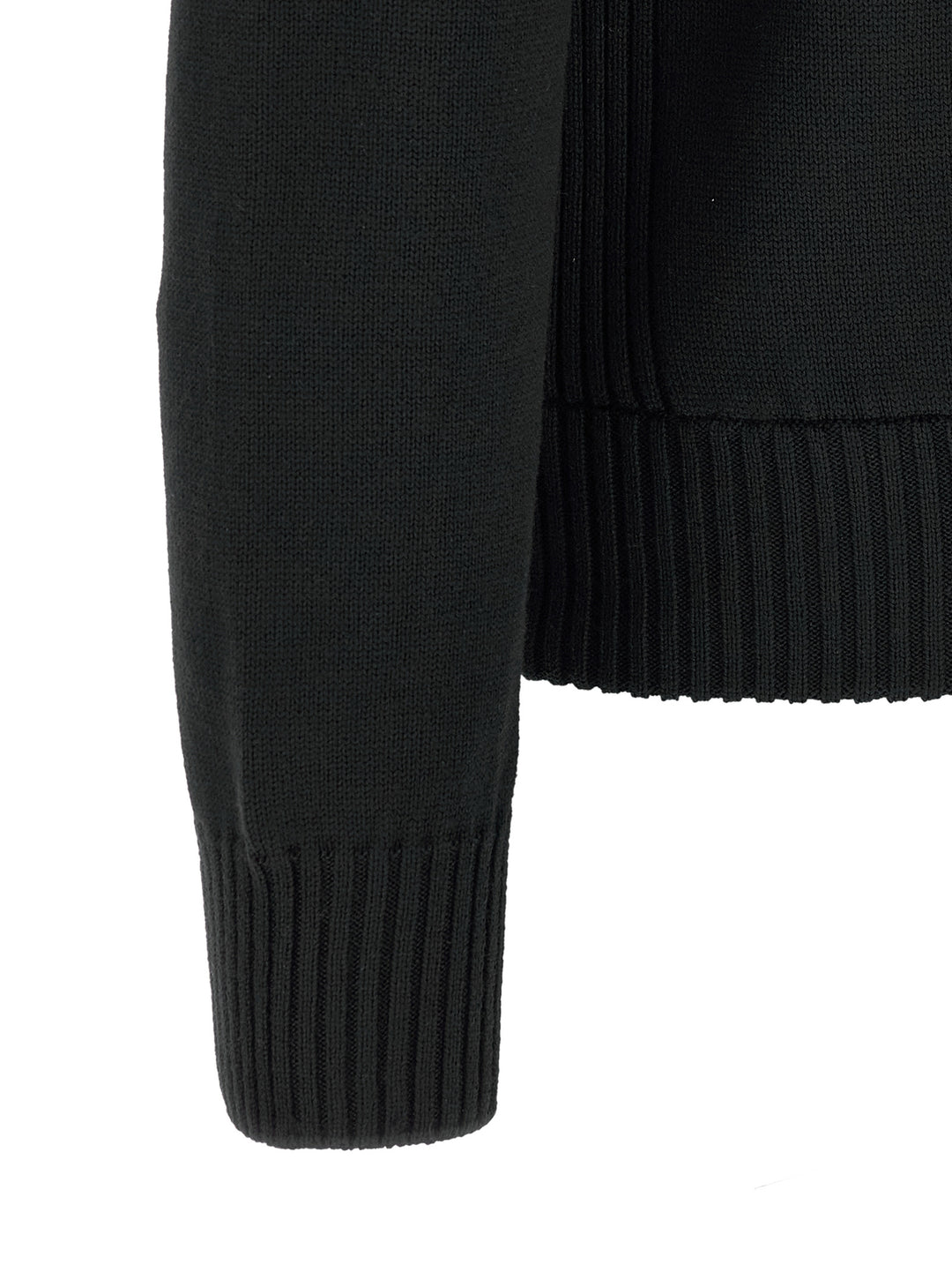 Moncler Two-Material Cardigan Maglioni - Nero | b61428358703d008321c34a4976912b87cca7c69