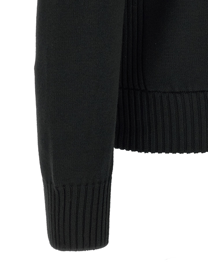 Moncler Two-Material Cardigan Maglioni - Nero | b61428358703d008321c34a4976912b87cca7c69