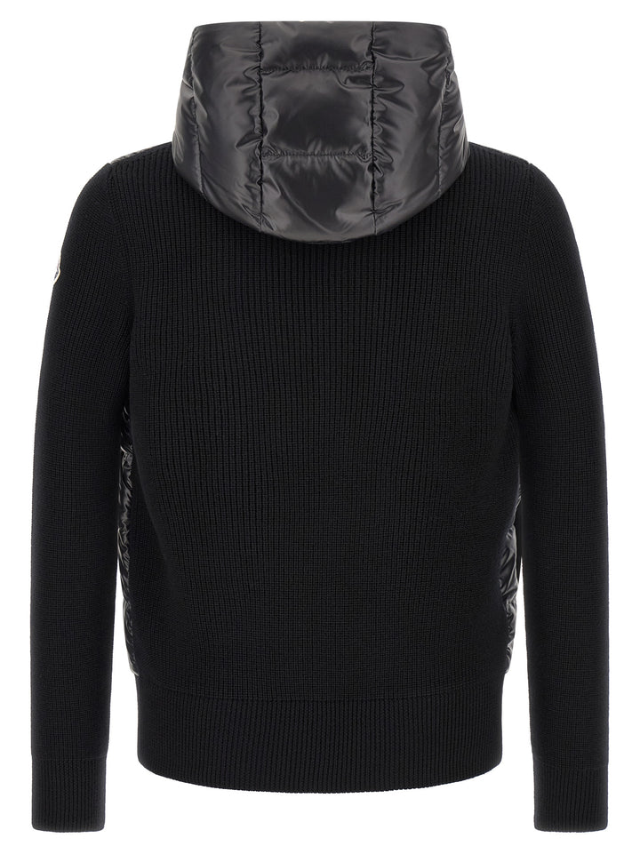Moncler Padded Cardigan With Hood Maglioni - Nero | 6e5526a0fc38dd38078d7d2ecf741181b4ff5000
