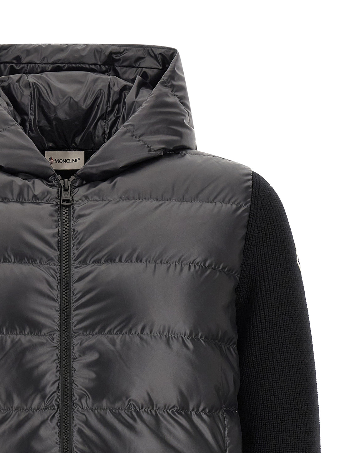 Moncler Padded Cardigan With Hood Maglioni - Nero | 333631ef0f9ec4b0a7afd362fc1429b79c2a5cce