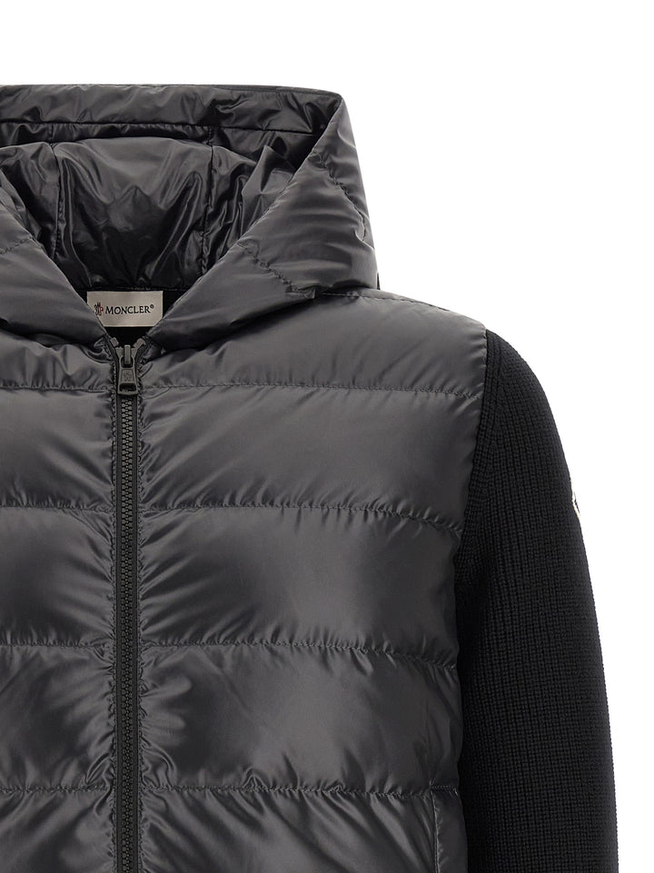 Moncler Padded Cardigan With Hood Maglioni - Nero | 333631ef0f9ec4b0a7afd362fc1429b79c2a5cce