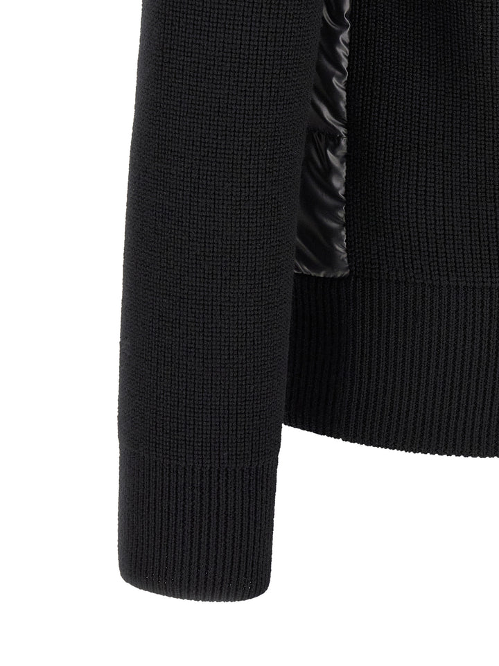 Moncler Padded Cardigan With Hood Maglioni - Nero | be84c80d0f10ef25df4df14d1910c1bfcfcbd777