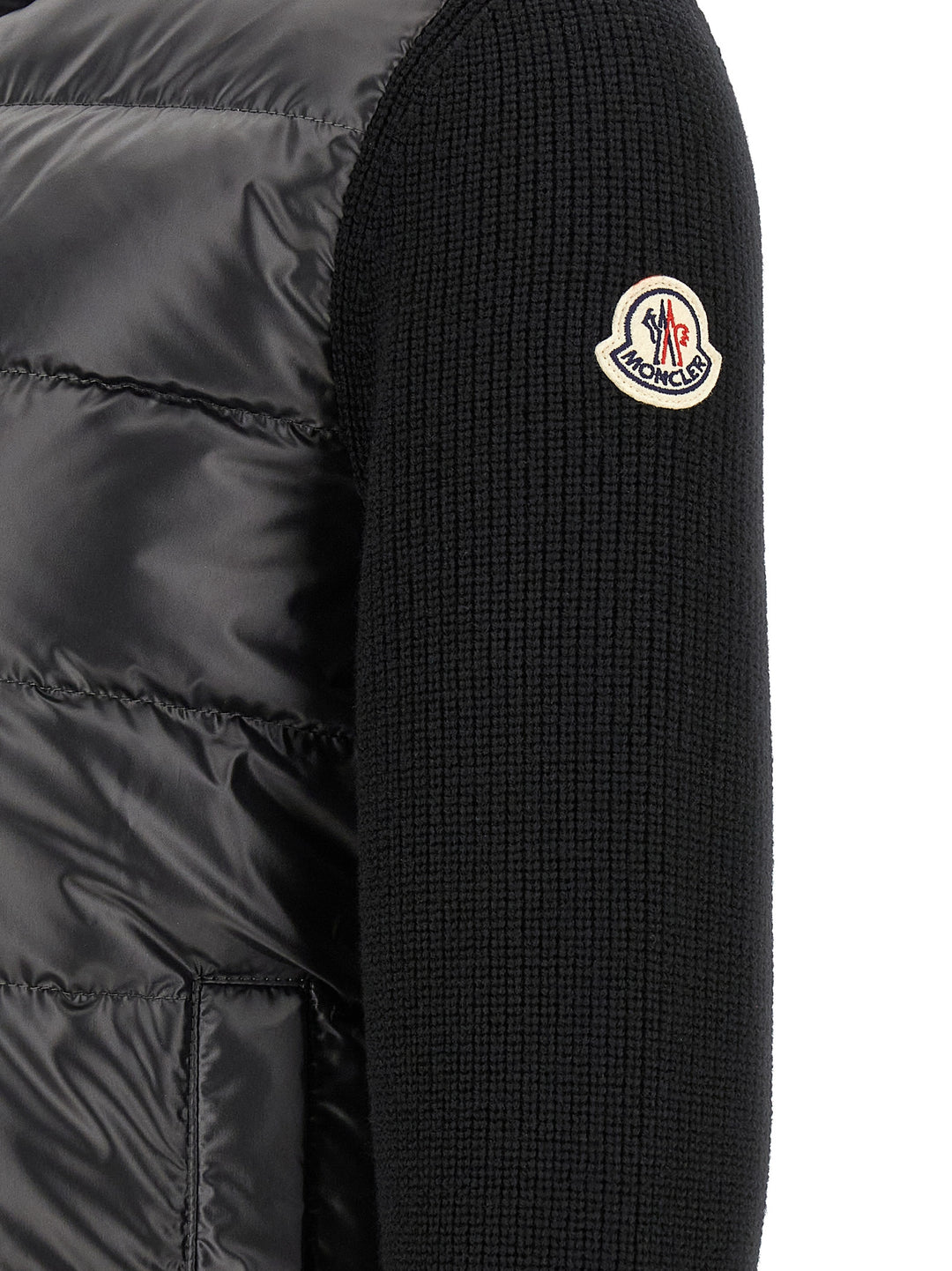 Moncler Padded Cardigan With Hood Maglioni - Nero | 29ca92ac4224fd4a074652c398856806fe5c7b74