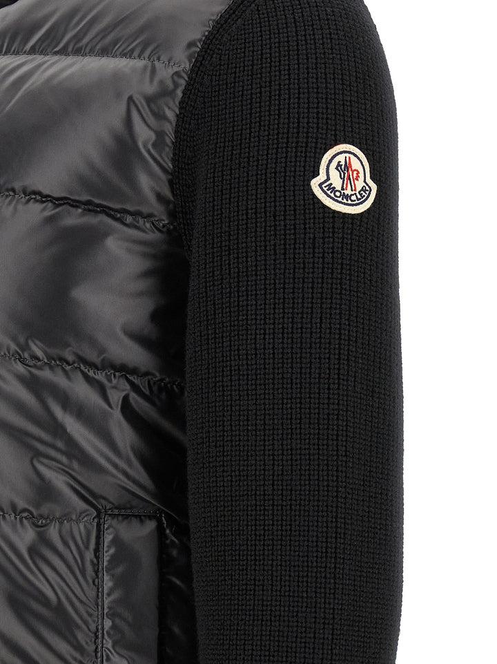 Moncler Padded Cardigan With Hood Maglioni - Nero | 29ca92ac4224fd4a074652c398856806fe5c7b74