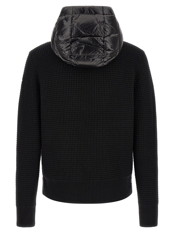 Moncler Cardigan With Front Padding Maglioni - Nero | 55d7559a135576360f5735ff8810557606925958