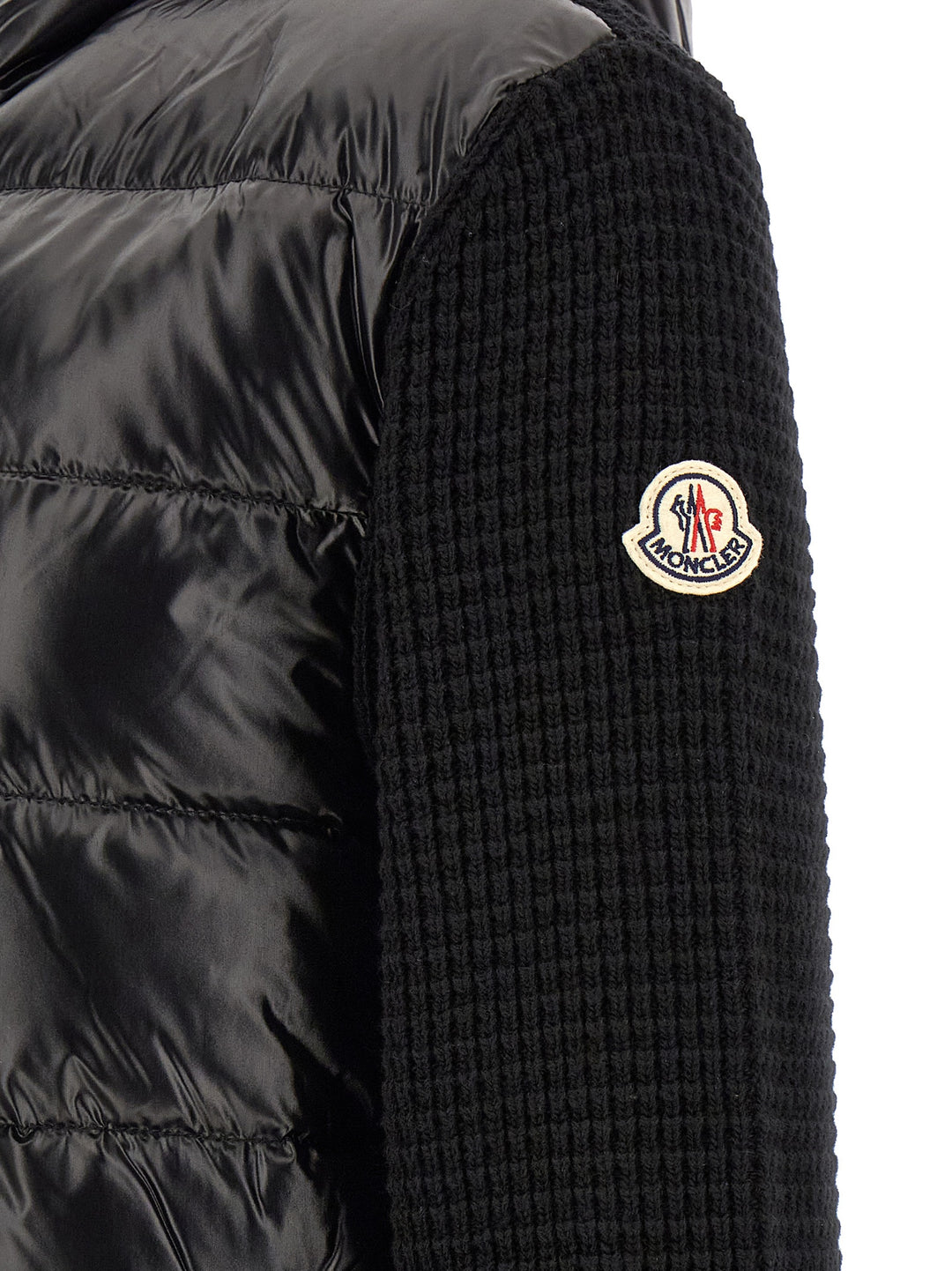 Moncler Cardigan With Front Padding Maglioni - Nero | a324344bc69938ef2ca474df391545b14308c108