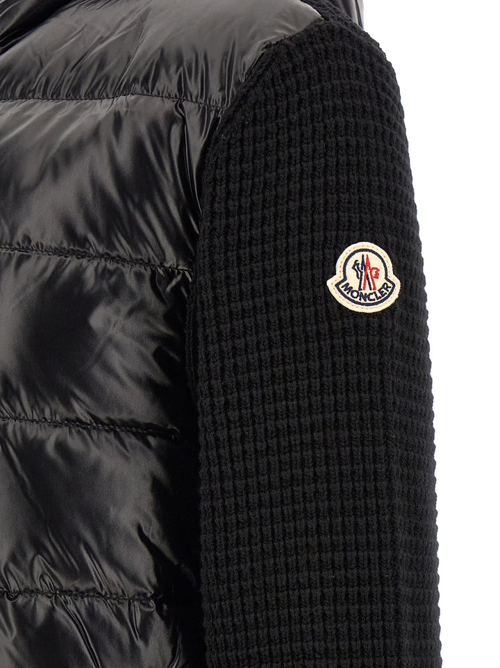 Moncler Cardigan With Front Padding Maglioni - Nero | a324344bc69938ef2ca474df391545b14308c108