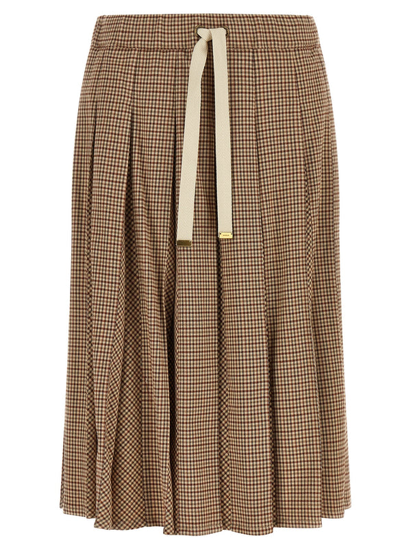 Pleated Midi Skirt Gonne Beige
