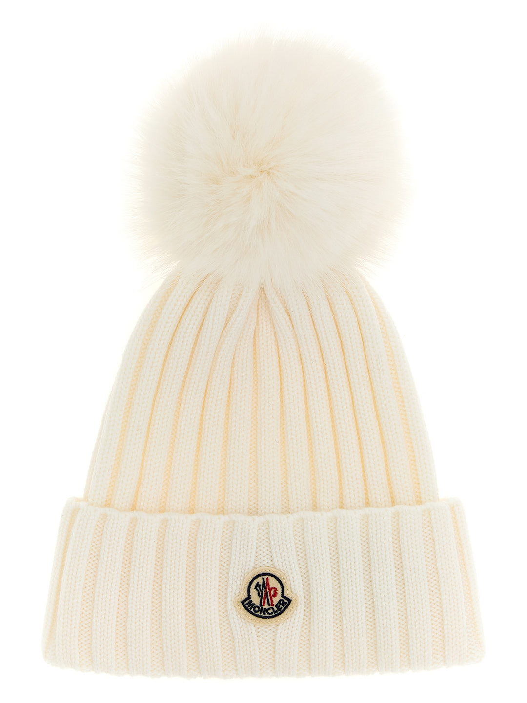 Moncler Pompon Wool Beanie Cappelli - Bianco | 7b4fe757672f02a7170446ebe32ad14b7fa65954