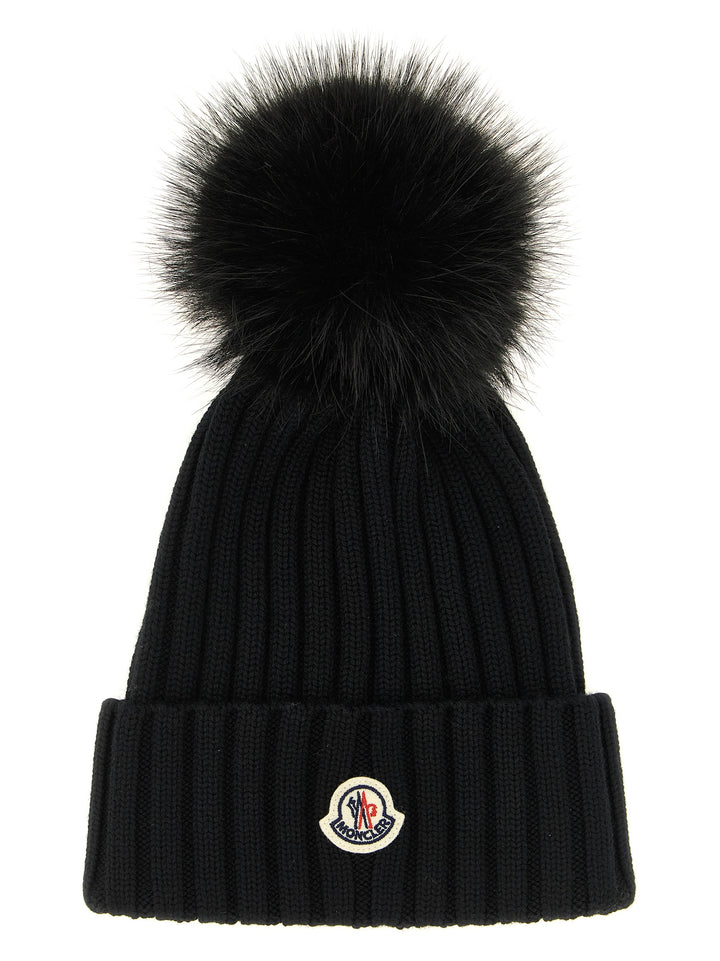 Moncler Pompon Wool Beanie Cappelli - Nero | 0572f09ddf5f4432aa738d3a871e9a11a542f69b