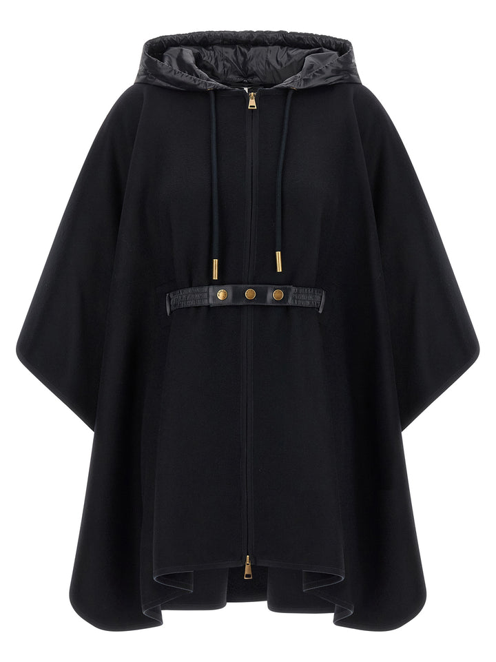 Moncler Two-Material Cape Mantelle - Blu | 38f082a1075a4264616421621ab2d30dda92307d