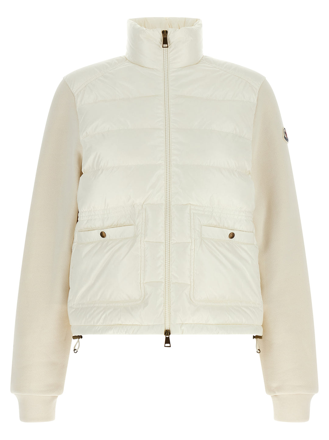 Moncler Two-Material Cardigan Maglioni - Bianco | 82f7d65228e438f4b630e95076276398377a2112