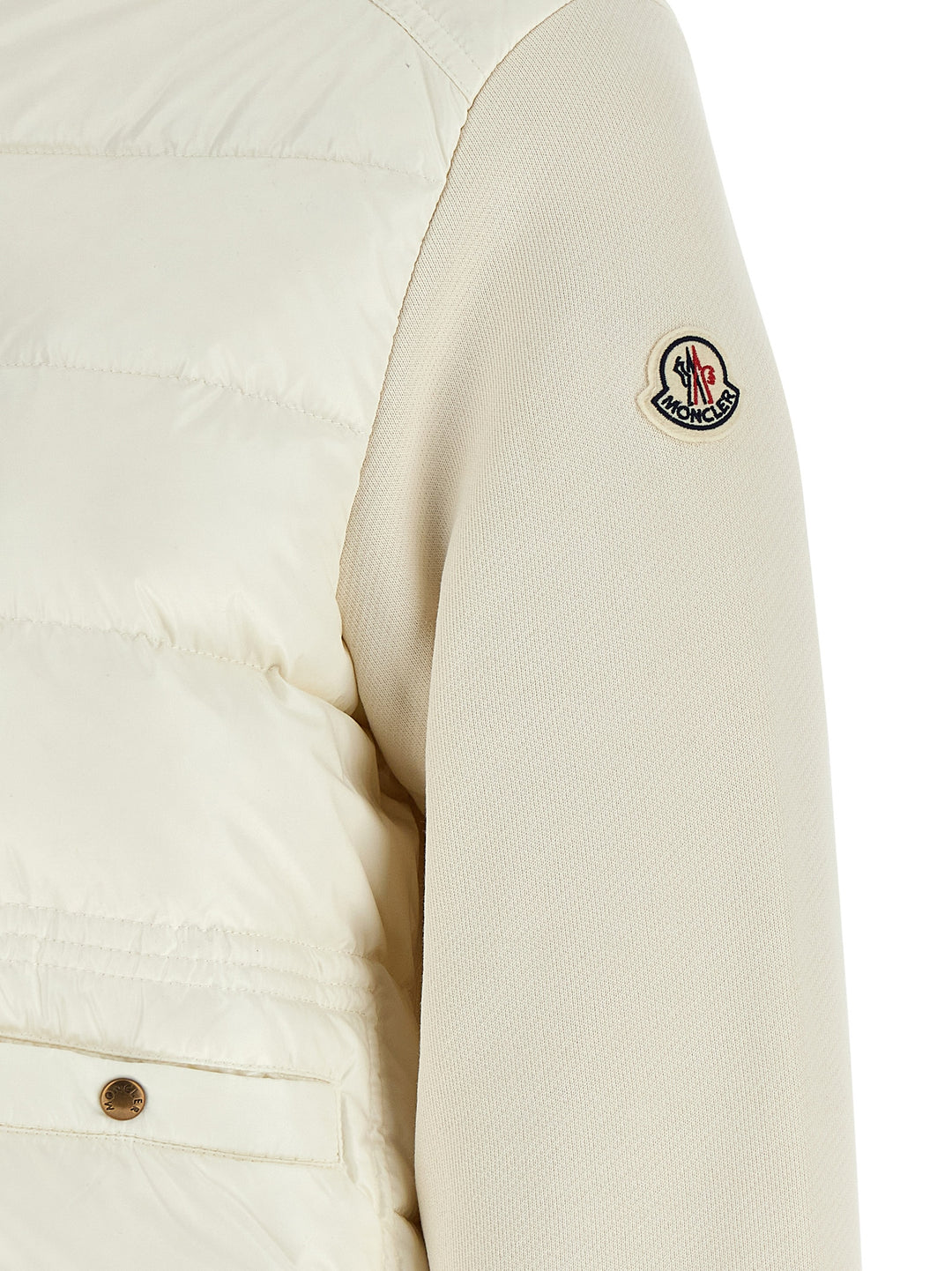 Moncler Two-Material Cardigan Maglioni - Bianco | f6cf351722f3c6125a9475765e927c0ccf1122e4