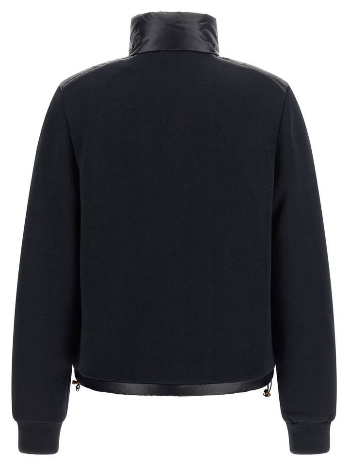 Moncler Two-Material Padded Cardigan Maglioni - Blu | 77e60082488bb8de54023b3f9a59dcb053bc8308