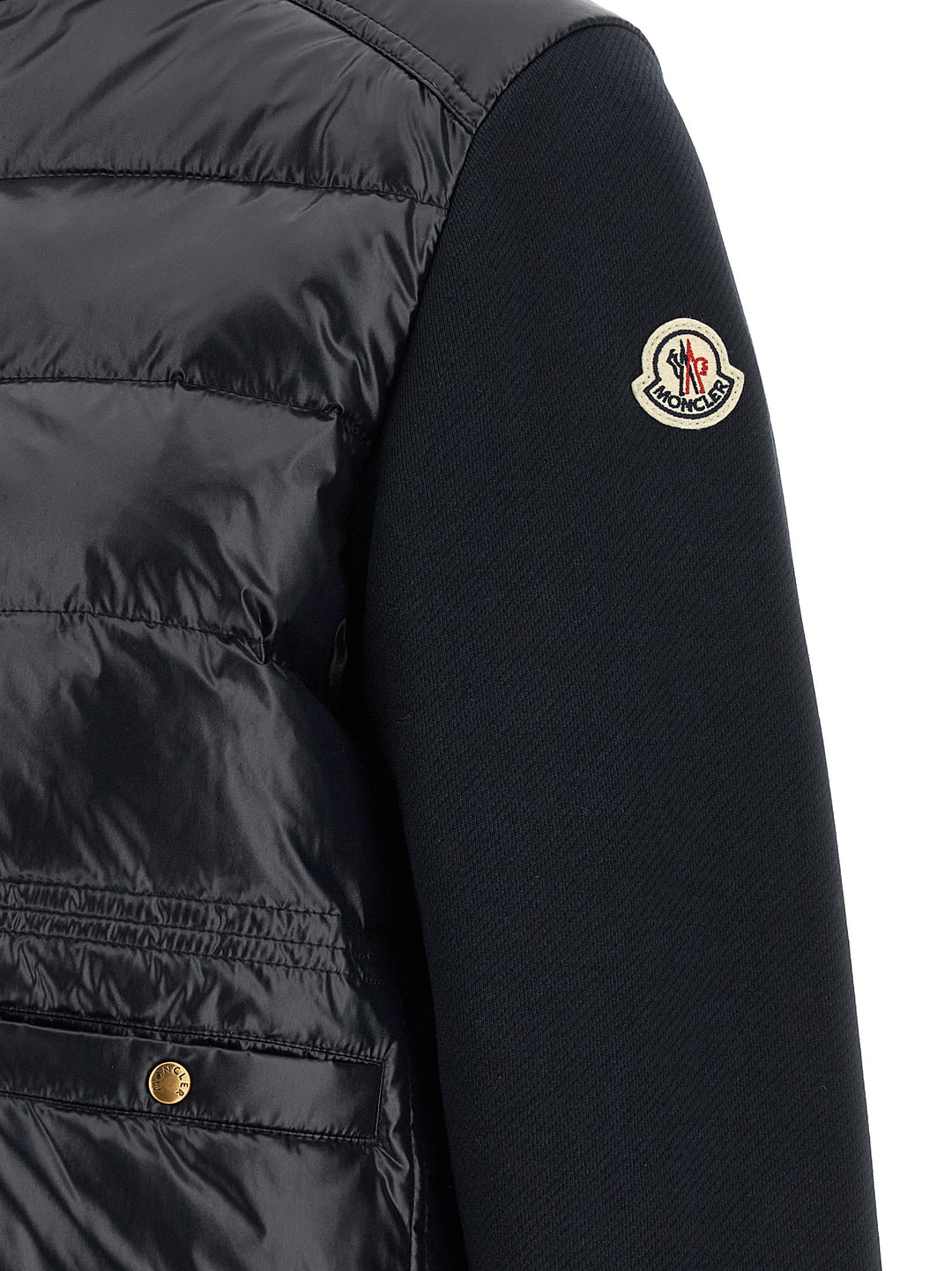 Moncler Two-Material Padded Cardigan Maglioni - Blu | bfd12ca83660f7b899fed3de31d63a58aa913704