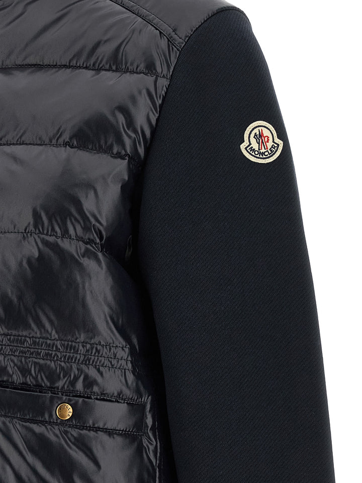 Moncler Two-Material Padded Cardigan Maglioni - Blu | bfd12ca83660f7b899fed3de31d63a58aa913704