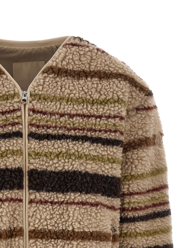 Moncler Teddy Effect Cardigan Maglioni - Marrone | 116af07b4e2462e2e029b366dc8eb68ba6d2ffe7