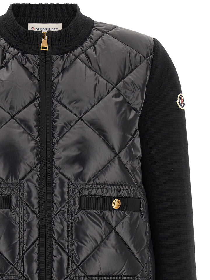 Moncler Padded Cardigan Maglioni - Nero | e0bcbc0716fbe173f721ee2c40e52dbf8408e473