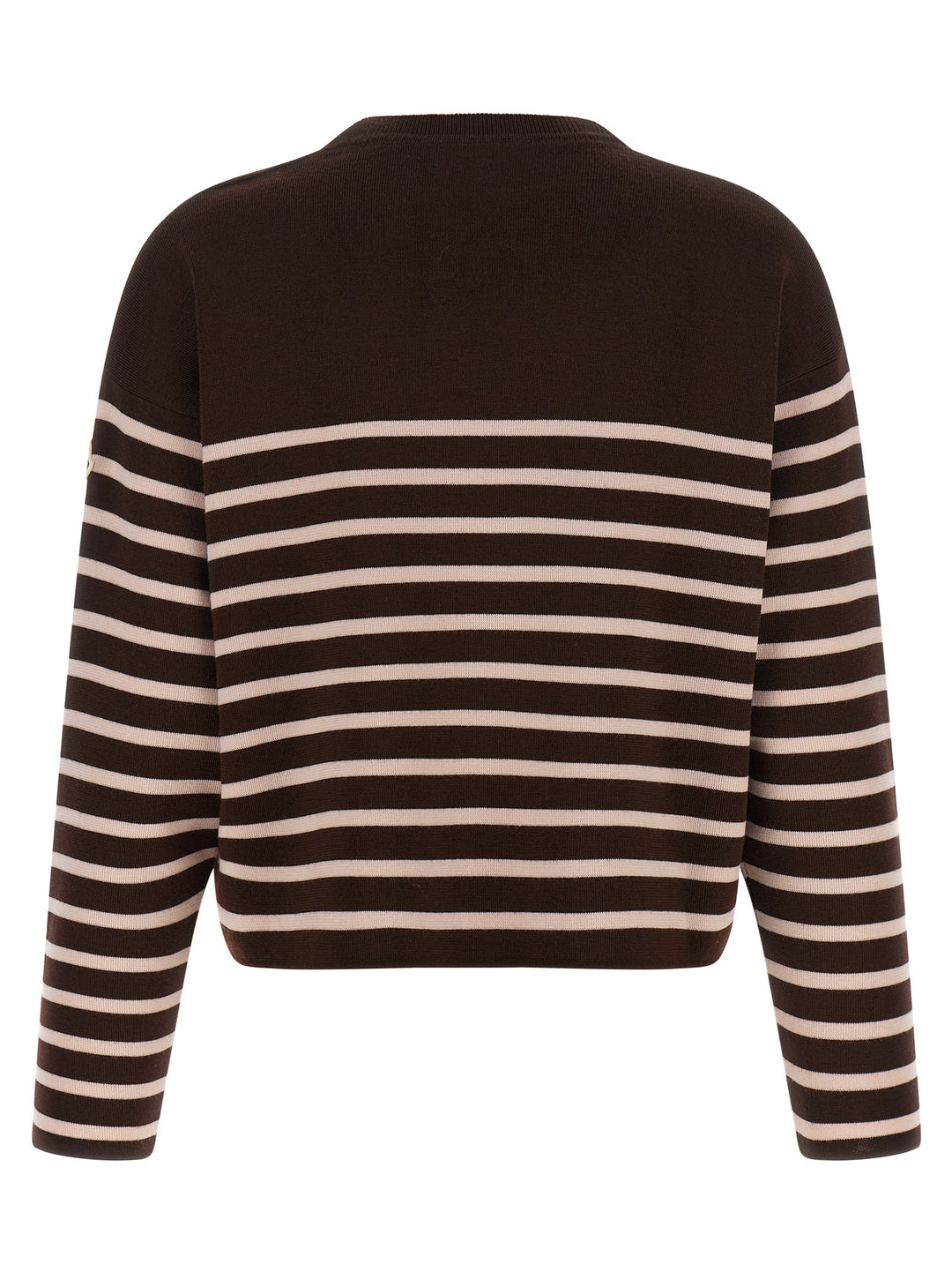 Moncler Striped Sweater With Embroidery Maglioni - Bianco | 537063d7a461d8053cdf29b66249344b6d56c881