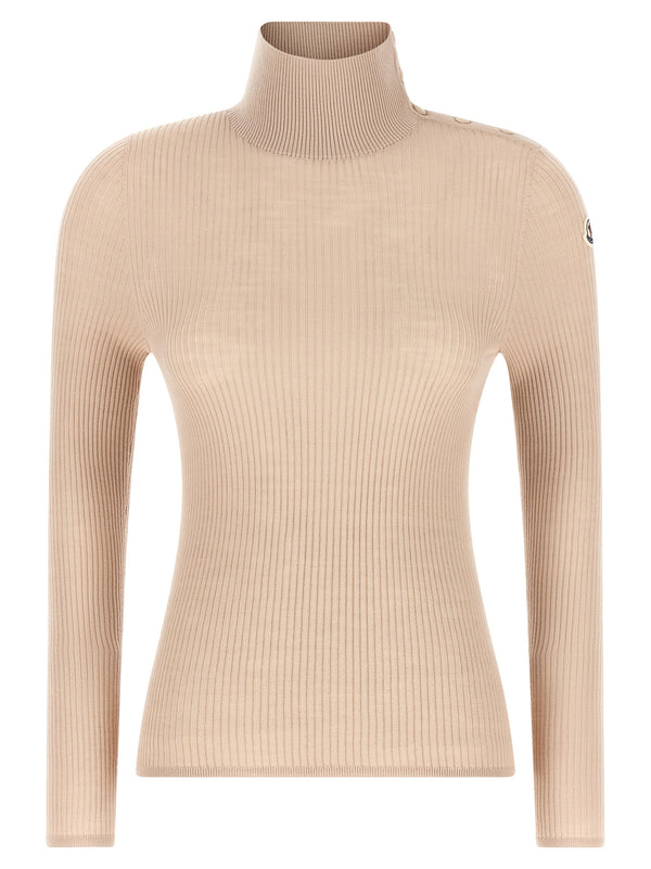 Textured Wool Turtleneck Sweater Maglioni Beige