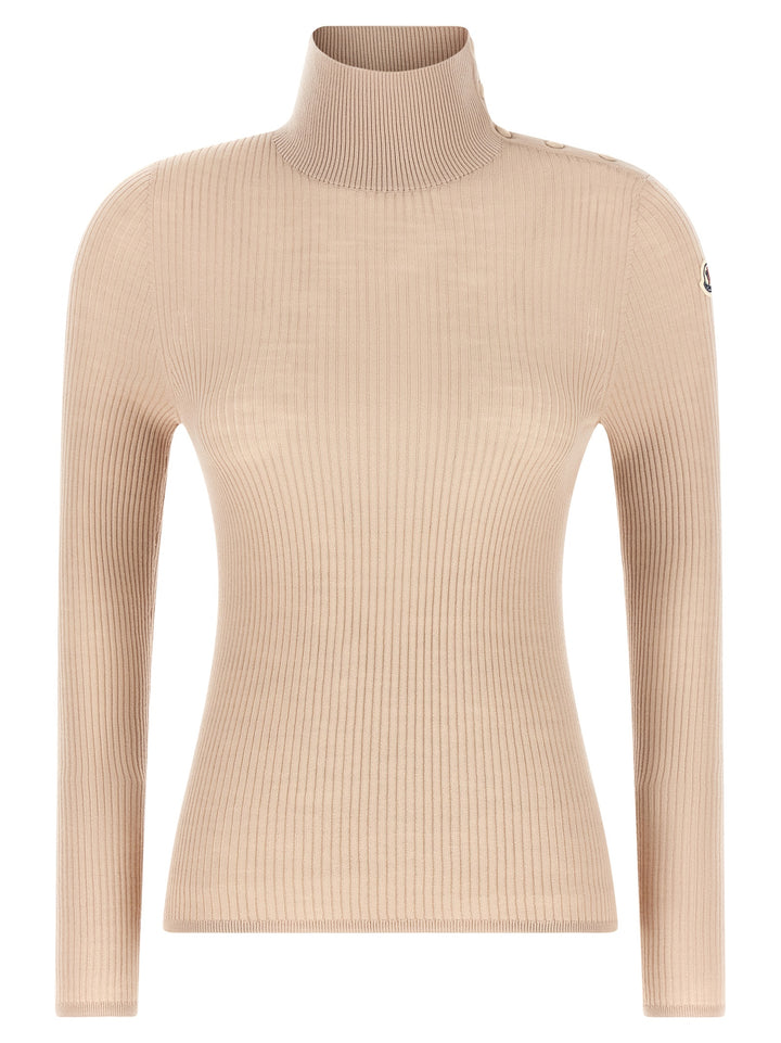 Moncler Textured Wool Turtleneck Sweater Maglioni - Beige | 16bfe8bbfc523bb02752416d0a31e7a2b5fae6f0