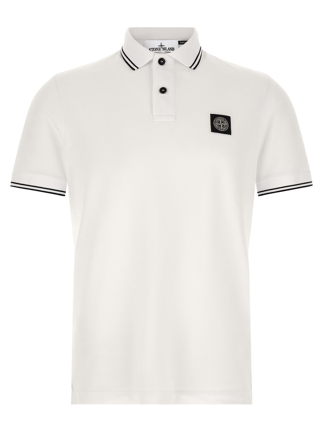 Stone Island 2200010 Polo - Bianco/Nero | dd027e381cba5b27d35acbd1f4df01a181cef446
