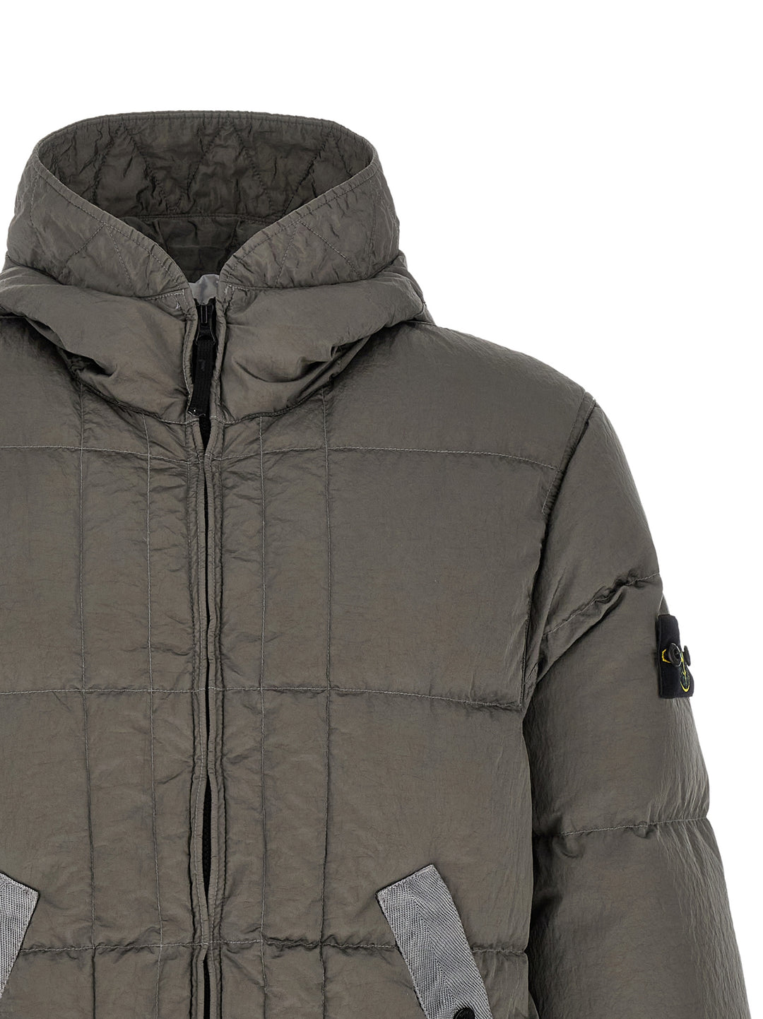 Stone Island Crumpled Effect Down Jacket Puffer Jackets - Grigio | 23687904e598e2f410243080f10e0ea409780abb