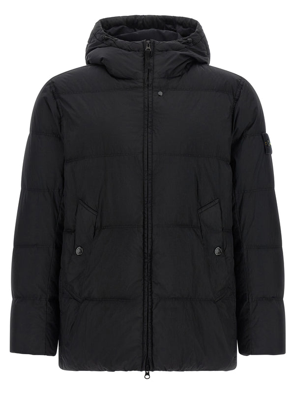 Crinkled-Effect Down Jacket Puffer Jackets Nero