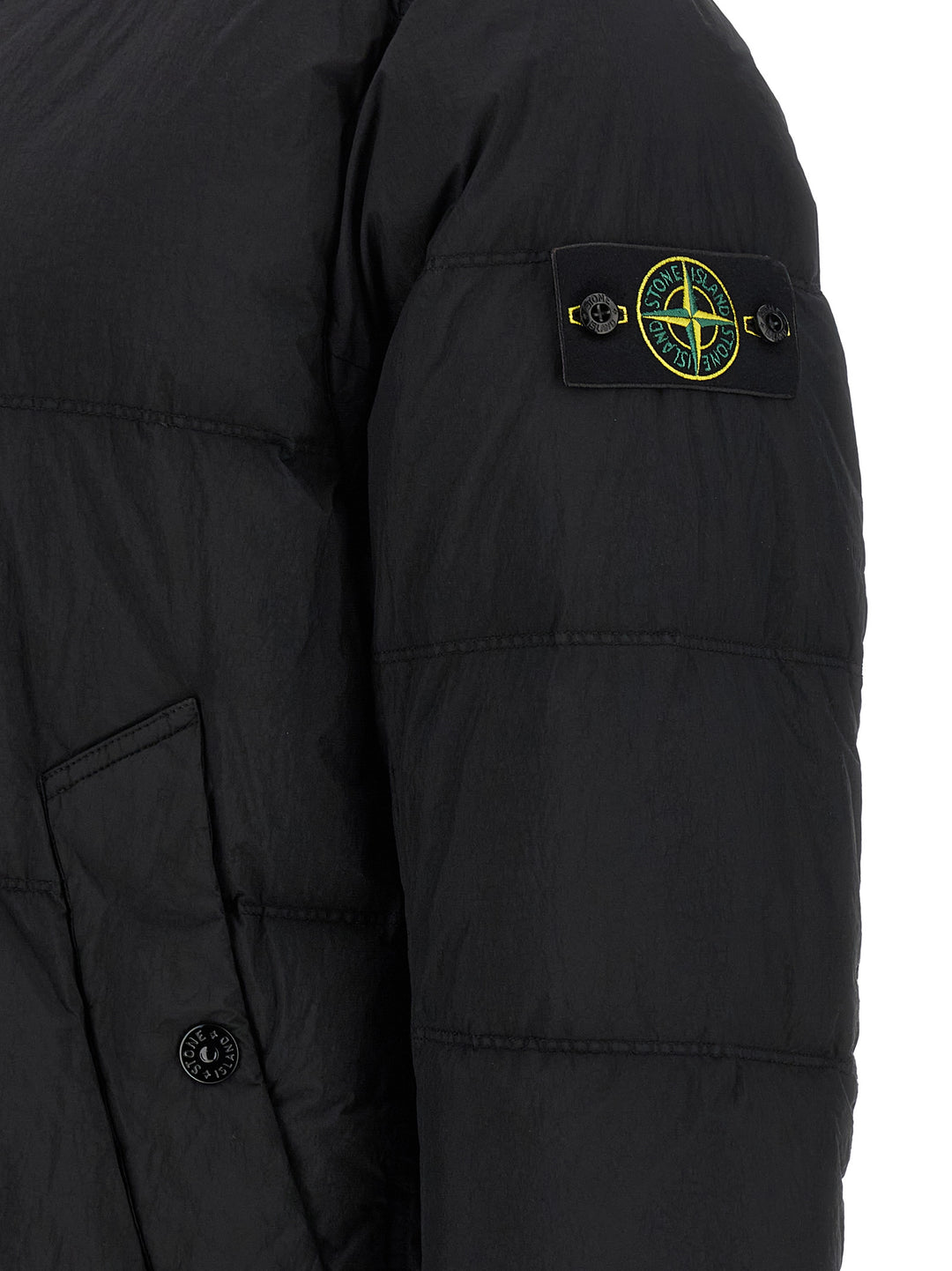 Stone Island Crinkled-Effect Down Jacket Puffer Jackets - Nero | 24dd9b143951cb583921fea227ed98542169b8ad