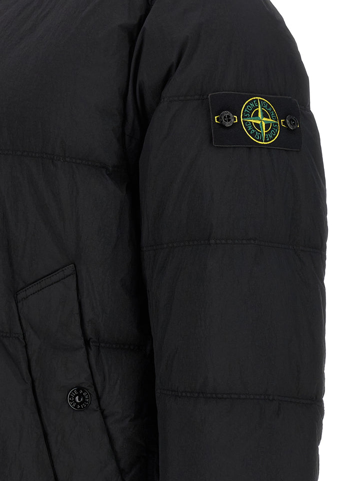 Stone Island Crinkled-Effect Down Jacket Puffer Jackets - Nero | 24dd9b143951cb583921fea227ed98542169b8ad