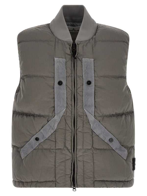 Crinkled Effect Vest Gray