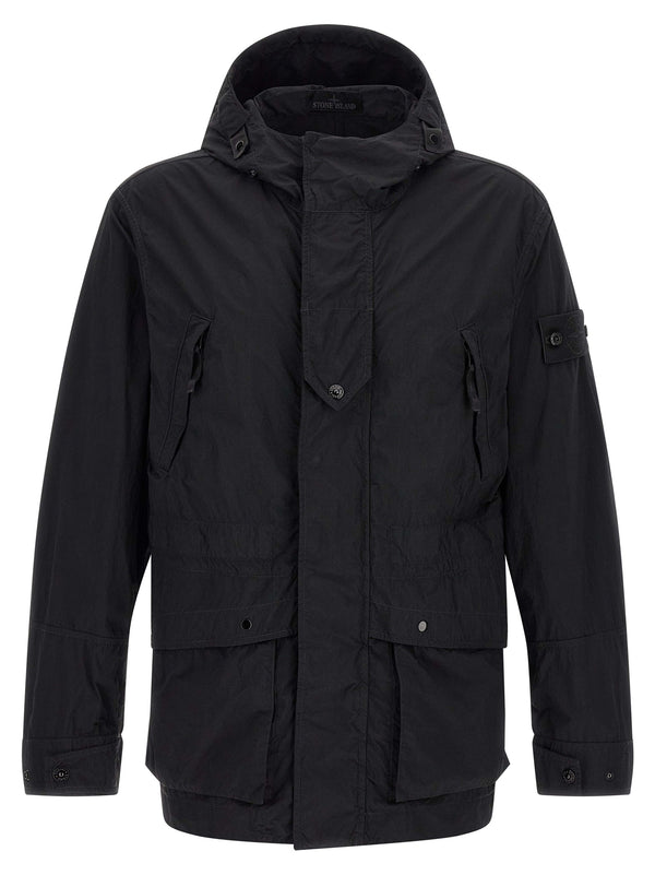 Badge Stone Island Ghost Puffer Jackets Nero