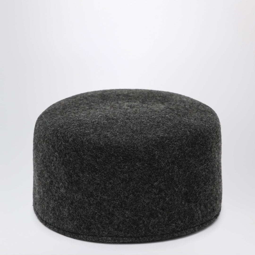 Maison Ola Grey Le Pillbox Hat In Wool