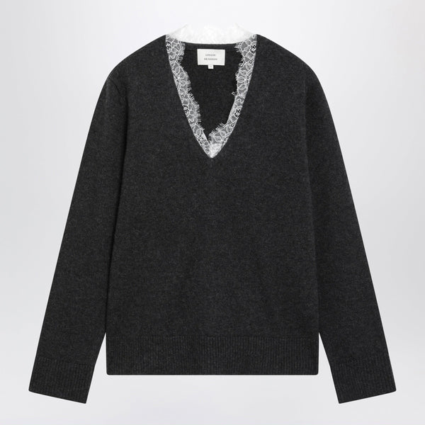 Leyla Sweater In Anthracite Cashmere With Lace