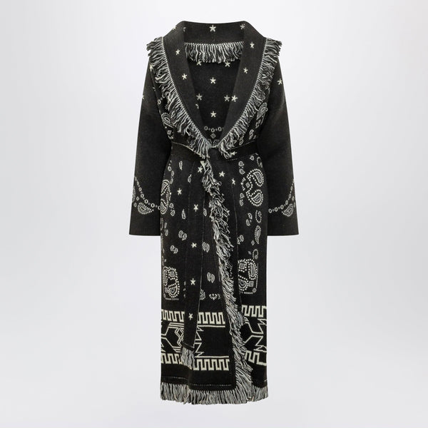 Black Long Bandana Jacquard Cardigan