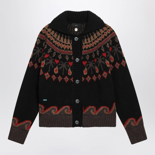 aus schwarzer Jacquard-Wolle