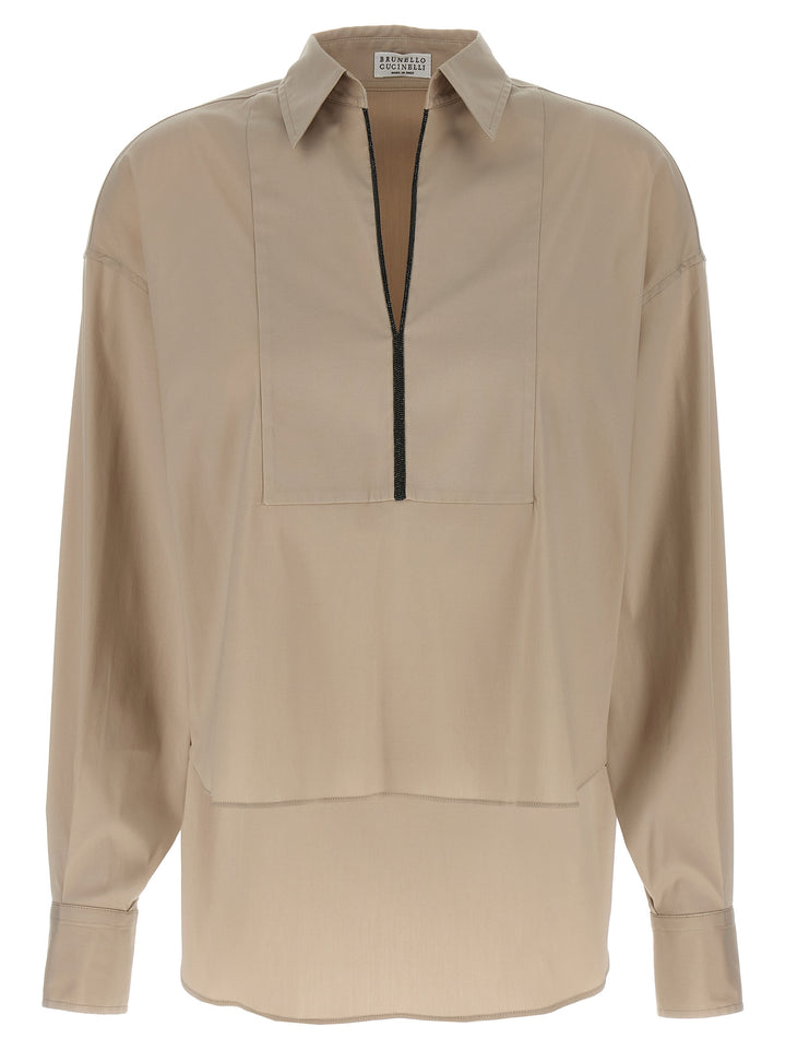 Brunello Cucinelli V-Neck Shirt Monile Camicie - Beige | d6014e0cb9cfa86194d1648baa66dc957a15bf75