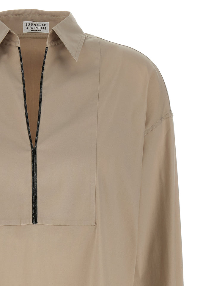 Brunello Cucinelli V-Neck Shirt Monile Camicie - Beige | 33ba8aafc0169f2a01e9c0e29111b9901d85d790